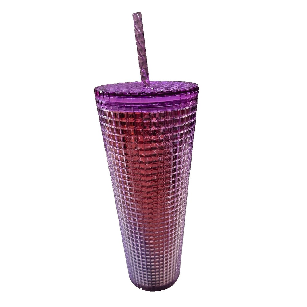 Starbucks Summer 2021 Purple & Red Ombre 24 oz Grid Venti Cold Cup Tumbler - Picture 2 of 4